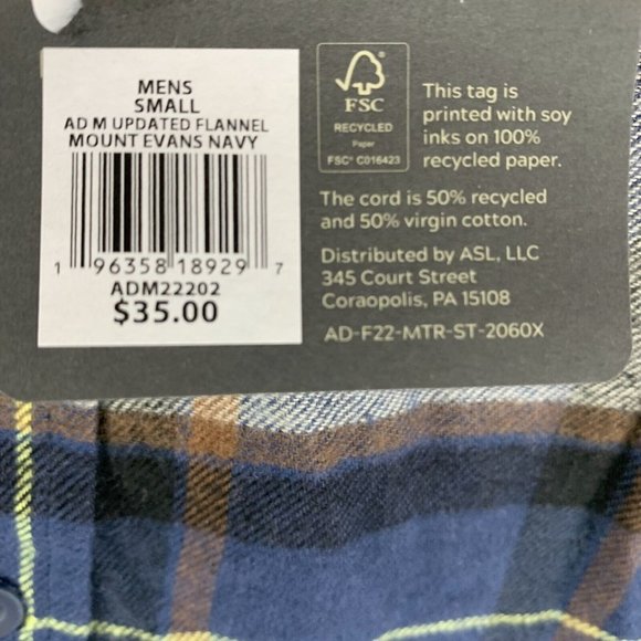 Alpine Design Flannel Shirt Men's Small Navy Blue Plaid Cotton Button-Up 7038 - Picture 4 of 8